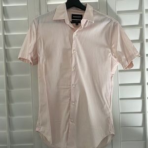 Bonobos pink and white stripe collard shirt